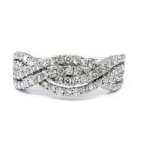 Encantadores anillos de banda de eternidad de compromiso de diamante de lujo de oro blanco sólido de 18 quilates para boda Diseño de giro de moda para fiestas - Product Image 1