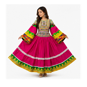 Vestidos Tradicionales Afganos para Mujer, los Más Populares para Fiestas, Trajes Hechos a Mano con Bordados, Lentejuelas y Encaje, Vestido Kuchi Afgano Natural - Product Image 5