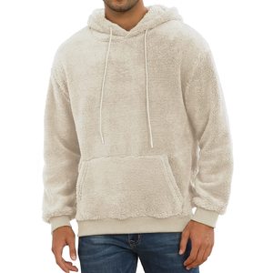 <b>Sherpa</b> Solid Breathable Heavy Weight Oversized Pullover <b>Hoodies</b> for <b>Men</b> Winter Custom Logo Sweatshirts - Product Image 3
