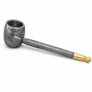 Jexmoo Pipa de Fumar de Acero de Damasco de Lujo Hecha a Mano, Reutilizable, con Funda de Cuero, Regalo para Papá, Esposo, Novio - Product Image 6