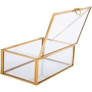 Luxury Gold Brass Glass Jewelry <b>Box</b> Rectangular <b>Keepsake</b> Display Case Clear Glass Decorative <b>Box</b> for Wedding Gift Home Decor <b>Box</b> - Product Image 2