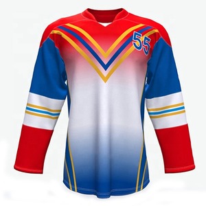 เสื้อฮอกกี้น้ำแข็งโพลีเอสเตอร์ ยูนิเซ็กส์ ทรงโอเวอร์ไซส์ คอวี ระบายอากาศได้ดี แขนยาว ปักลาย 3 มิติ พิมพ์ลายดิจิทัล แห้งเร็ว - Product Image 1
