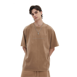 Camiseta de algodón pesado Vintage personalizada para hombre, camiseta cuadrada lavada con ácido de gran tamaño Unisex con hombro caído - Product Image 1