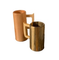 Chope à bière en bois écologique 400 ml, la plus vendue, en stock, en bois naturel, style vintage, avec poignée, personnalisable avec logo, cadeaux d'affaires, voyage