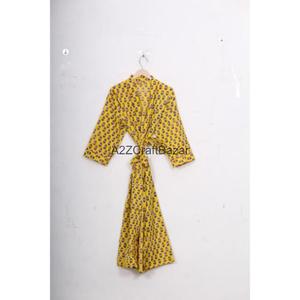 Vestido Largo Hecho a Mano 100% Algodón con Estampado Floral Digital, Cuello en V, Cierre con Cordón, Manga Larga, Transpirable, Romántico, para Invierno - Product Image 4