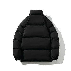 Casual Winter Puff <b>Jacket</b> Solid Blue Quilted Outerwear <b>Long</b> Sleeve Warm Streetwear Coat - Product Image 3