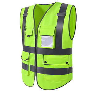 Fluorescent Polyester Safety Vest Reflective Detailing Needle Detection Ensures Visibility Dark <b>Environments</b> OEM - Product Image 4
