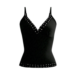 Custom Women Studded V Neck Camisole Stretch Slim Fit Tank <b>Top</b> OEM Private Label Sleeveless Fashion <b>Top</b> Wholesale Women's Shirts - Product Image 5