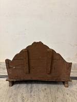 Table basse pliante artisanale en teck sculpté à la main, style tribal du Rajasthan indien, antique du milieu du siècle, avec rangement intégré