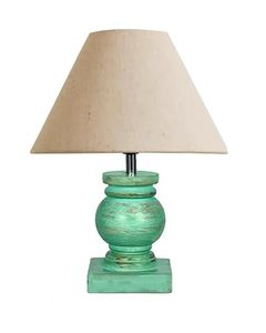 <b>Green</b> Distressed Wood <b>Table</b> Lamp Jute Dome Shade Rustic Trophy Base Farmhouse <b>Bedside</b> Night Light - Product Image 2