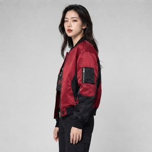 Premium <b>Women</b> Winter <b>Bomber</b> <b>Jacket</b> <b>Lightweight</b> Polyester/Nylon Fabric Ribbed Collar Cuffs Full Zip Front Windproof Comfortable - Product Image 4