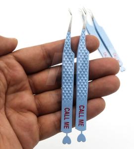 Ensemble d'outils de beauté personnalisables professionnels de haute qualité dernières Extensions de cils en acier inoxydable pince à épiler pointue à poignée diamantée - Product Image 2