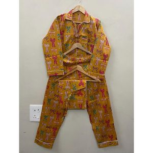 Ensemble pyjama femme 100% coton imprimé nœud, doux, respirant, tricoté, taille élastique, deux pièces, vêtements de détente - Product Image 1