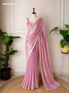 Fournisseur de collections de sarees et de chemisiers en satin fantaisie de haute qualité avec bordure en dentelle unie et fantaisie, de Surat, à prix de gros - Product Image 5