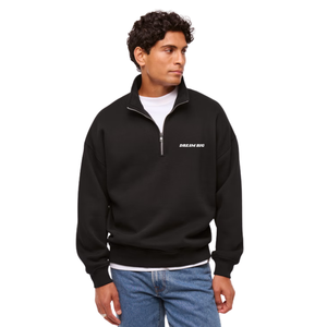 Sweat-shirt à col zippé noir pour homme personnalisé, streetwear haut de gamme, pull-over, fabricant de vêtements en marque privée OEM, fournisseur en gros - Product Image 3