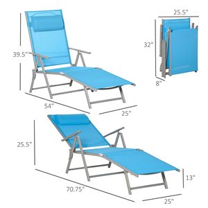 Silla Plegable Portátil para Exteriores, 7 Posiciones Ajustables, Gravedad Cero, Tumbona Reclinable Triple con Almohada - Product Image 3
