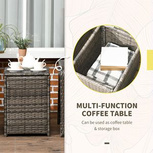 Set Bistrot in Rattan a 3 Pezzi con Cuscini Lavabili, Tavolo da Conversazione per Esterni con Vano Portaoggetti, Arredamento da Giardino per Ospedali, 1 Set - Product Image 5
