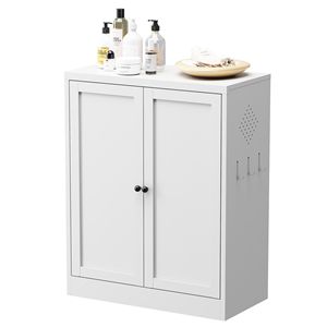 Mobile dispensa da cucina autoportante in metallo bianco da 88 cm con ripiani regolabili e maniglie facili da afferrare, facile da montare - Product Image 4