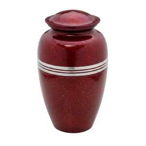 Urna Funeraria India para Cenizas Humanas con Acabado Perlado Rosa Vibrante Moteado, Tapa de Seguridad Roscada y Detalles Plateados - Product Image 5