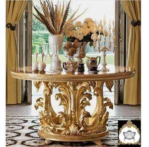 Table basse de salon de luxe en teck massif, fabriquée à la main, écologique, mobile, finition or antique - Product Image 2