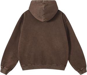 Sweat-shirt à capuche pour homme en coton molletonné délavé style vintage - Product Image 2