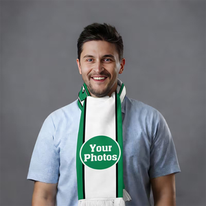 Écharpe de sport verte et blanche personnalisée avec nom et photo, accessoire pour supporter, longue, légère, imprimée sur mesure, écharpe de football - Product Image 4