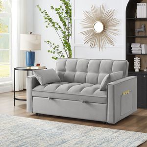 Divano Letto 4-in-1 Trapuntato con Braccioli e Tasche Portaoggetti, Schienale Regolabile, Funzione Estraibile Multifunzione - Product Image 3