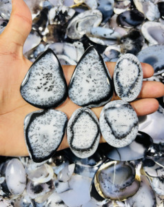 AAA Quality Natural Dendrite Opal <b>Crystal</b> Stone White and Black Polished Natural Dendrite Opal Beautiful Agate Gemstone - Product Image 1