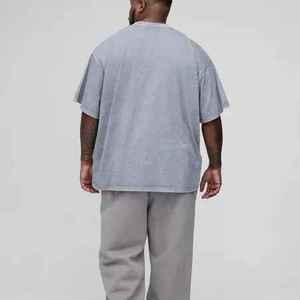 Camisetas Hip Hop 2026 en Gris Jaspeado, 100% Algodón para Hombre, con Logotipo Personalizado Impreso, Corte Holgado con Bolsillo, Impresión Digital, Secado Rápido - Product Image 3