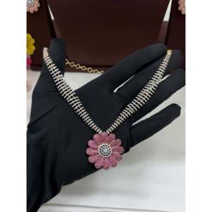 Indian Ethnic Amaira Two-Tone <b>Gold</b> Plated CZ Bridal Necklace & Earring <b>Set</b> - Product Image 2