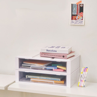 Grand Organisateur de Rangement Modulaire Empilable pour Bureau avec Tiroirs Systématiques, Meuble de Rangement en Plastique Transparent pour Documents A4