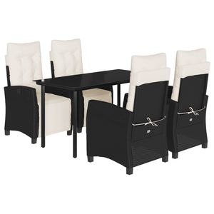 Ensemble de salle à manger de jardin de taille moyenne avec revêtements amovibles en rotin PE noir - Product Image 2