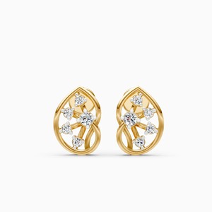 Boucles d'oreilles clous en forme de poire avec diamants de laboratoire de 0,18 carat en or jaune 9K, or blanc, or rose - Product Image 3