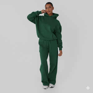 Ensemble de survêtement à capuche pour femme, en molleton oversize, deux pièces, style décontracté, pour la détente - Product Image 3