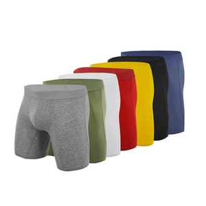 Men's White Cotton <b>Boxer</b> Briefs Mid Waist Elastic Breathable Knitted Solid Casual Shorts - Product Image 3