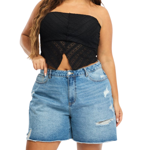 Shorts Vaqueros Casuales de Verano para Mujer, Tallas Grandes, Cintura Media, Transpirables, Lavados, Tela al por Mayor, Muestra Gratis, Mejor Calidad - Product Image 3