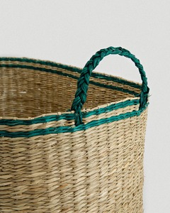 Juego de 2 cestas ovaladas de seagrass verde Kori, hechas a mano, para almacenamiento, venta al por mayor, ecológicas, hechas en Vietnam. - Product Image 4