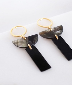 FS International Modern Classic Style High Quality Handmade Carved Buffalo Horn Cuff <b>Earrings</b> <b>Wing</b> Shape Customized Color - Product Image 3