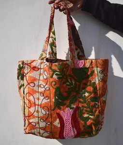 Vintage Suzani Kantha Tote <b>Bag</b> – Handmade Embroidered <b>Boho</b> Shoulder <b>Bag</b>, Recycled Cotton Tribal Handbag - Product Image 2