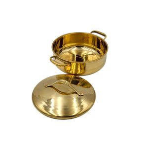 Casserole en laiton de luxe artisanale de qualité supérieure, 10,5 pouces, robuste, avec poignées et couvercle, design élégant et épais, laiton véritable de Thaïlande - Product Image 6