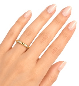 9K 10K 14K 18K Solid <b>Gold</b> Wedding Band <b>Ring</b> Minimalist Flush <b>Set</b> Diamond <b>Ring</b> Stackable Anniversary Band Round Lab Grown Diamond - Product Image 5