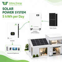 Sistem Tenaga Surya Hibrida Voltary Energy 3Kw 5Kw Paket Lengkap Dengan Baterai Lithium Lifepo4 Panel Fotovoltaik Pv Sistem Rumah Tangga