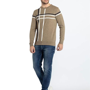 Pull en tricot uni pour homme, manches régulières, col à un bouton, vêtements décontractés d'automne - Product Image 1