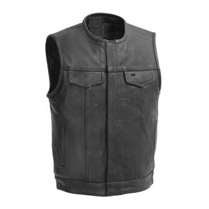 Gilet Homme Col Rond en Cuir de Vachette Véritable Couleur Personnalisée Style Vintage avec Boutons Cachés Anti-Plis et Logo Personnalisé Intégré - Product Image 5