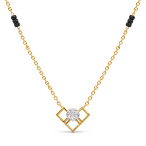Collier Mangalsutra avec perles noires et centre géométrique en diamant - Product Image 1