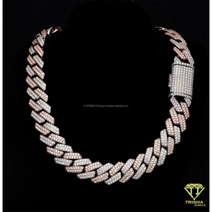 Collier chaîne en moissanite tendance, argent sterling 925, avec motif de maillons audacieux, bijoux de luxe - Product Image 2