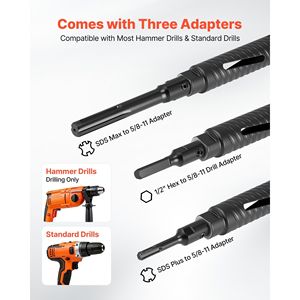 Punta diamantata per carotaggio a secco da 1-1/2 pollici di diametro, profondità di foratura 9-1/2 pollici, punte interne 5/8-11 per muratura e cemento - Product Image 3