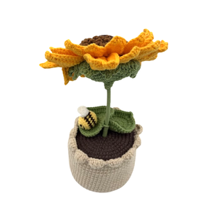 Venta al por mayor: Planta de girasol de ganchillo hecha a mano en maceta, decoración floral tejida, muñeco de girasol Amigurumi, flor de hilo, regalo, decoración adorable - Product Image 4