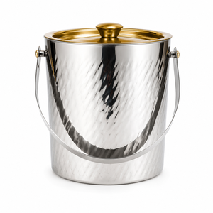 Seau à glace moderne en cuivre avec doublure en acier inoxydable, double poignée, refroidisseur à champagne et bac à boissons pour hôtels et bars - Product Image 5
