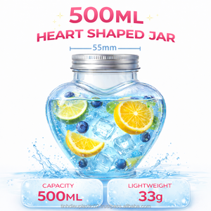 500ml PET Heart-Shaped Bottle with Aluminum Screw Lid for Juice Milk Tea Coffee Beverage Packaging Export <b>Plastic</b> <b>Jars</b> - Product Image 5